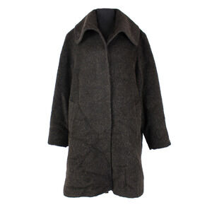 Cinzia Rocca Alpaca Wool Coat Brown Single Breasted Concealed Button Jacket 12